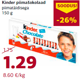 Allahindlus - Kinder piimašokolaad