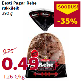 Allahindlus - Eesti Pagar Rehe rukkileib 390 g