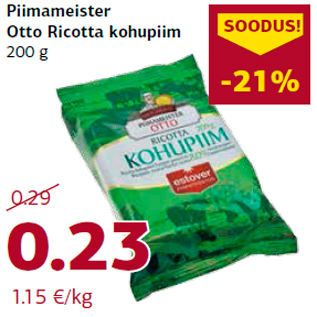 Allahindlus - Piimameister Otto Ricotta kohupiim 200 g