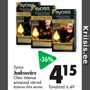 Allahindlus - Syoss Juuksevärv Oleo Intense