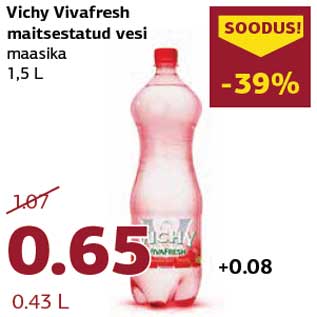 Allahindlus - Vichy Vivafresh maitsestatud vesi maasika 1,5 L