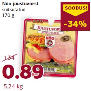 Allahindlus - Nõo juustuvorst suitsutatud 170 g