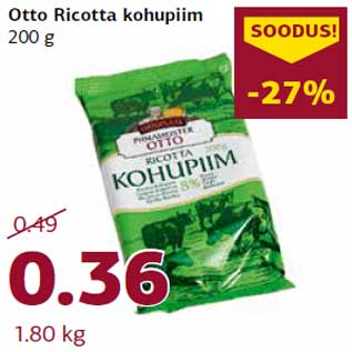 Allahindlus - Otto Ricotta kohupiim 200 g