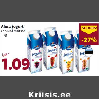 Allahindlus - Alma jogurt erinevad maitsed 1 kg