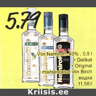 Allahindlus - Viin Nemirof 40%, 0,5 l