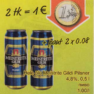 Allahindlus - Hele õlu Meistrite Gildi Pilsner 4,8%, 0,5 l