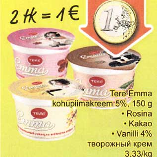 Allahindlus - Tere Emma kohupiimakreem 5%, 150 g