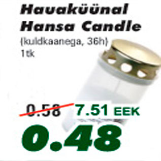 Allahindlus - Hauaküünal Hansa Candle