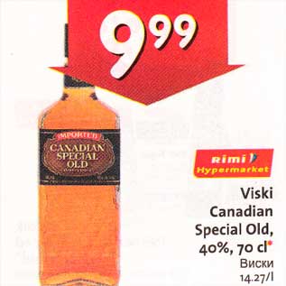 Allahindlus - Viski Canadian Special Old, 4О%,7О cl