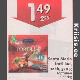 Allahindlus - Santa Maria tortillad,l2 tk, 320 g