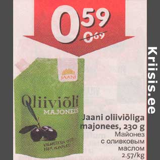 Allahindlus - Jaani oliiviõliga majonees,230 g