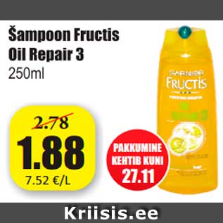 Allahindlus - Šampoon Fructis Oil Repair 3