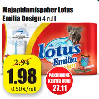 Allahindlus - Majapidamispaber Lotus Emilia Design