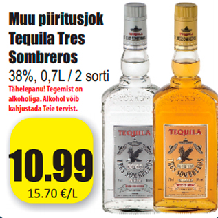 Allahindlus - Muu piiritusjok Tequila Tres Sombreros