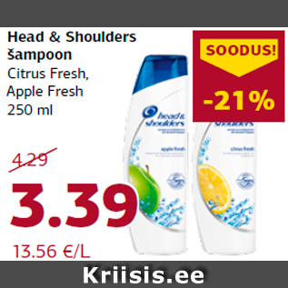 Allahindlus - Head & Shoulders šampoon Citrus Fresh,