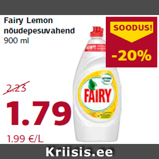 Allahindlus - Fairy Lemon nõudepesuvahend 900 ml