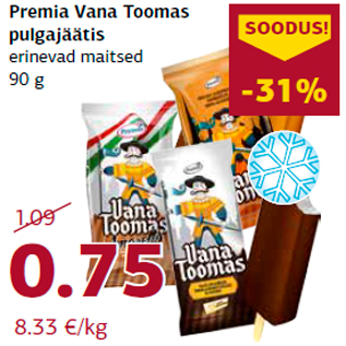 Allahindlus - Premia Vana Toomas pulgajäätis