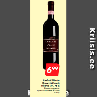 Allahindlus - Itaalia KPN vein Bonacchi Chianti Riserva 13%, 75 cl