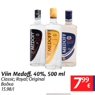 Allahindlus - Viin Medoff, 40%, 500 ml