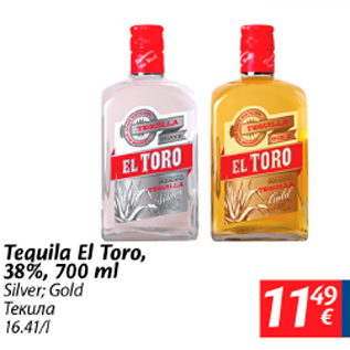 Allahindlus - Teguila El Toro, 38%, 700 ml