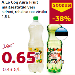 Allahindlus - A.Le Coq Aura Fruit maitsestatud vesi