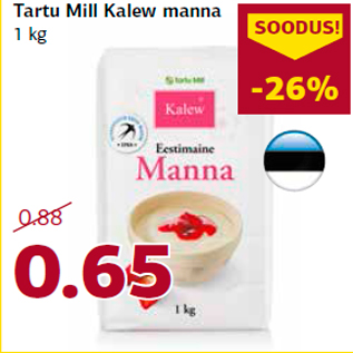 Allahindlus - Tartu Mill Kalew manna 1 kg