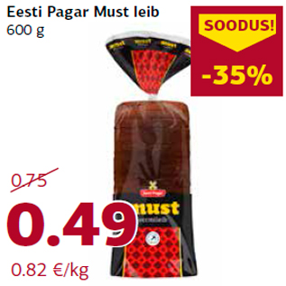 Allahindlus - Eesti Pagar Must leib 600 g