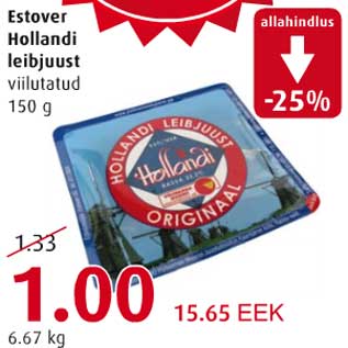 Allahindlus - Estover Hollandi leibjuust