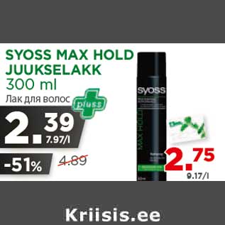 Allahindlus - SYOSS MAX HOLD JUUKSELAKK 300 ml