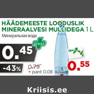 Allahindlus - HÄÄDEMEESTE LOODUSLIK MINERAALVESI MULLIDEGA 1 L