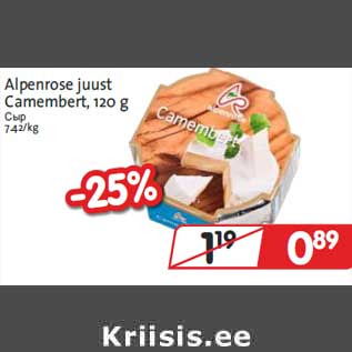 Allahindlus - Alpenrose juust Camembert, 120 g