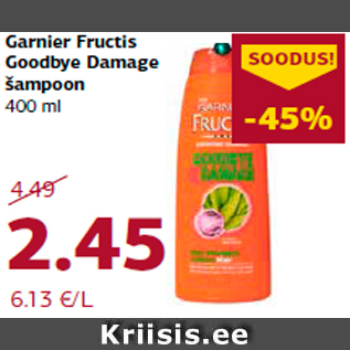 Allahindlus - Garnier Fructis Goodbye Damage šampoon 400 ml