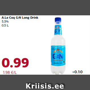 Allahindlus - A.Le Coq G:N Long Drink 5,5% 0,5 L