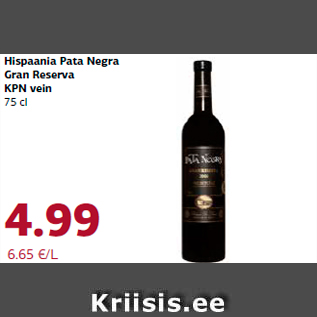 Allahindlus - Hispaania Pata Negra Gran Reserva KPN vein 75 cl