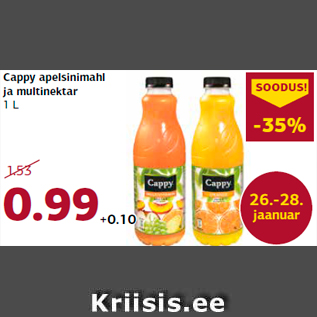 Allahindlus - Cappy apelsinimahl ja multinektar 1 L