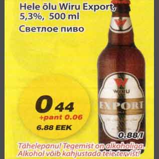 Allahindlus - Hele õlu Wiru Export