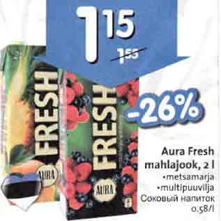 Allahindlus - Aura Fresh mahlajook, 2l *metsamarja *multipuuvilja