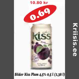 Allahindlus - Siider Kiss plum 4,5 %, 0,5 L