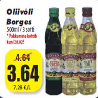 Allahindlus - Oliivõli Borges 500ml / 3 sorti