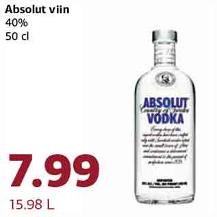 Allahindlus - Absolut viin 40% 50 cl