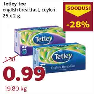 Allahindlus - Tetley tee english breakfast, ceylon 25 x 2 g