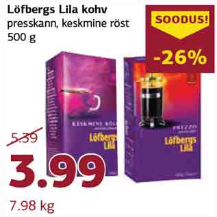 Allahindlus - Löfbergs Lila kohv presskann, keskmine röst 500 g