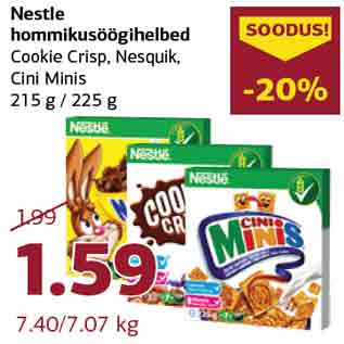 Allahindlus - Nestle hommikusöögihelbed Cookie Crisp, Nesquik, Cini Minis 215 g / 225 g