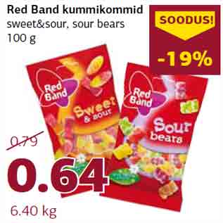 Allahindlus - Red Band kummikommid sweet&sour, sour bears 100 g