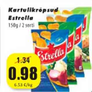 Allahindlus - Kartulikrõpsud Estrella 150 g/2 sorti