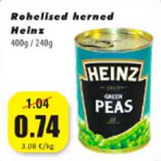 Allahindlus - Rohelised herned Heinz 400g/240g