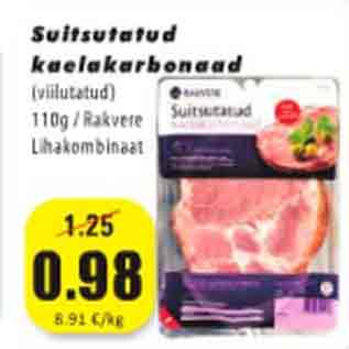 Allahindlus - Suitsutatud kaelakarbonaad (viilutatud) 110 g/ Rakvere