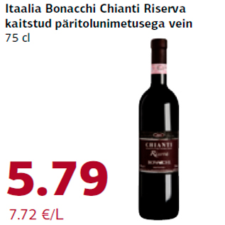 Allahindlus - Itaalia Bonacchi Chianti Riserva kaitstud päritolunimetusega vein 75 cl