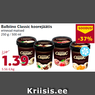 Allahindlus - Balbiino Classic koorejäätis