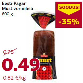 Allahindlus - Eesti Pagar Must vormileib 600 g